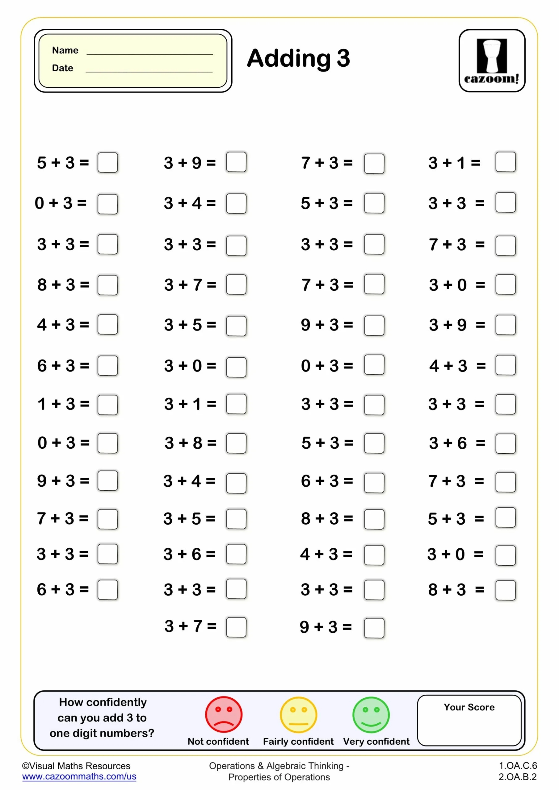 Adding 3 50 Questions Fun And Engaging 1st Grade PDF Worksheets