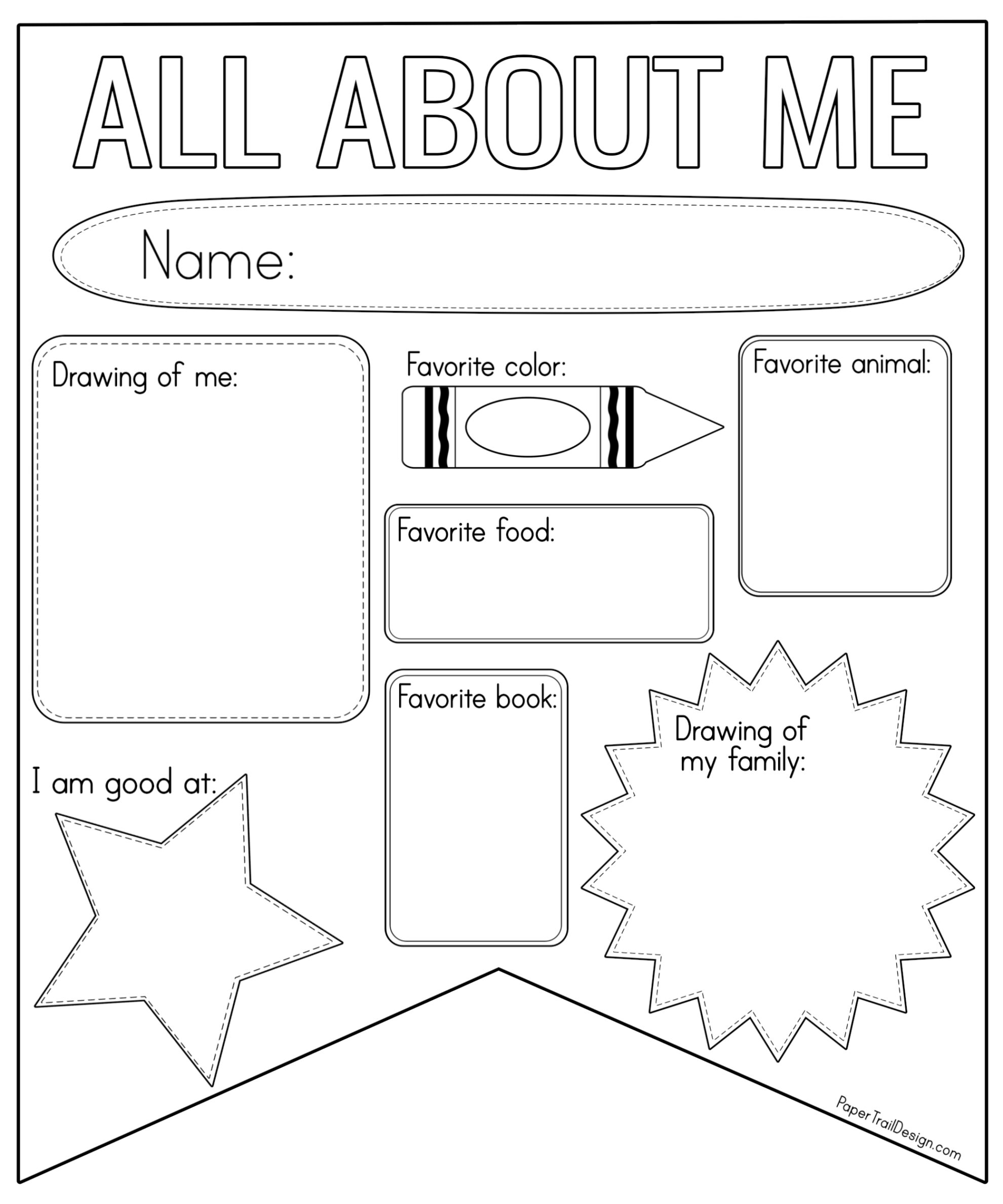 All About Me Worksheet Printable Paper Trail Design