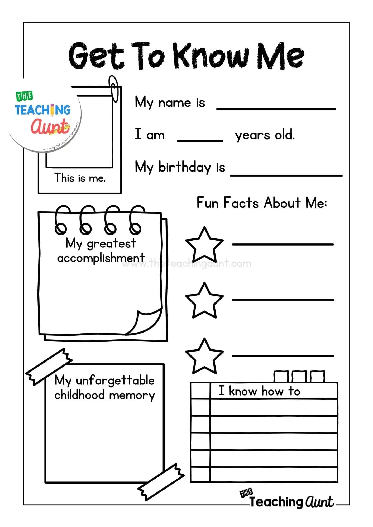 Printable All About Me Worksheet