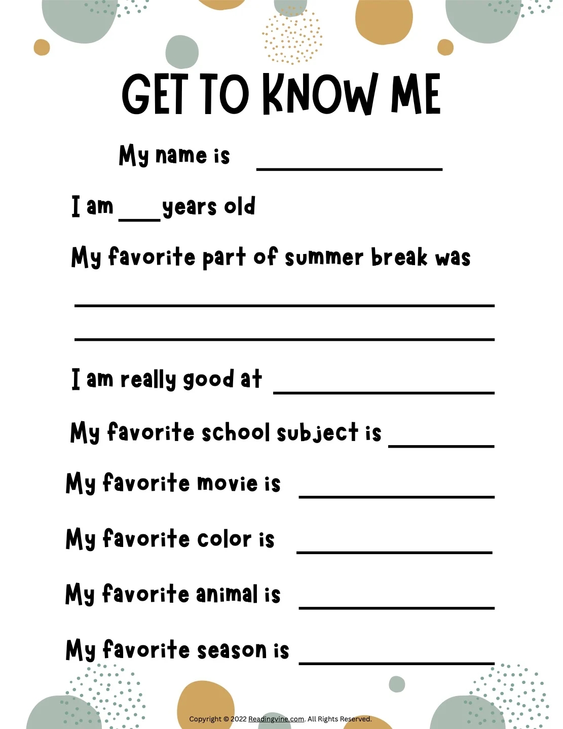 all about me worksheets printable templates