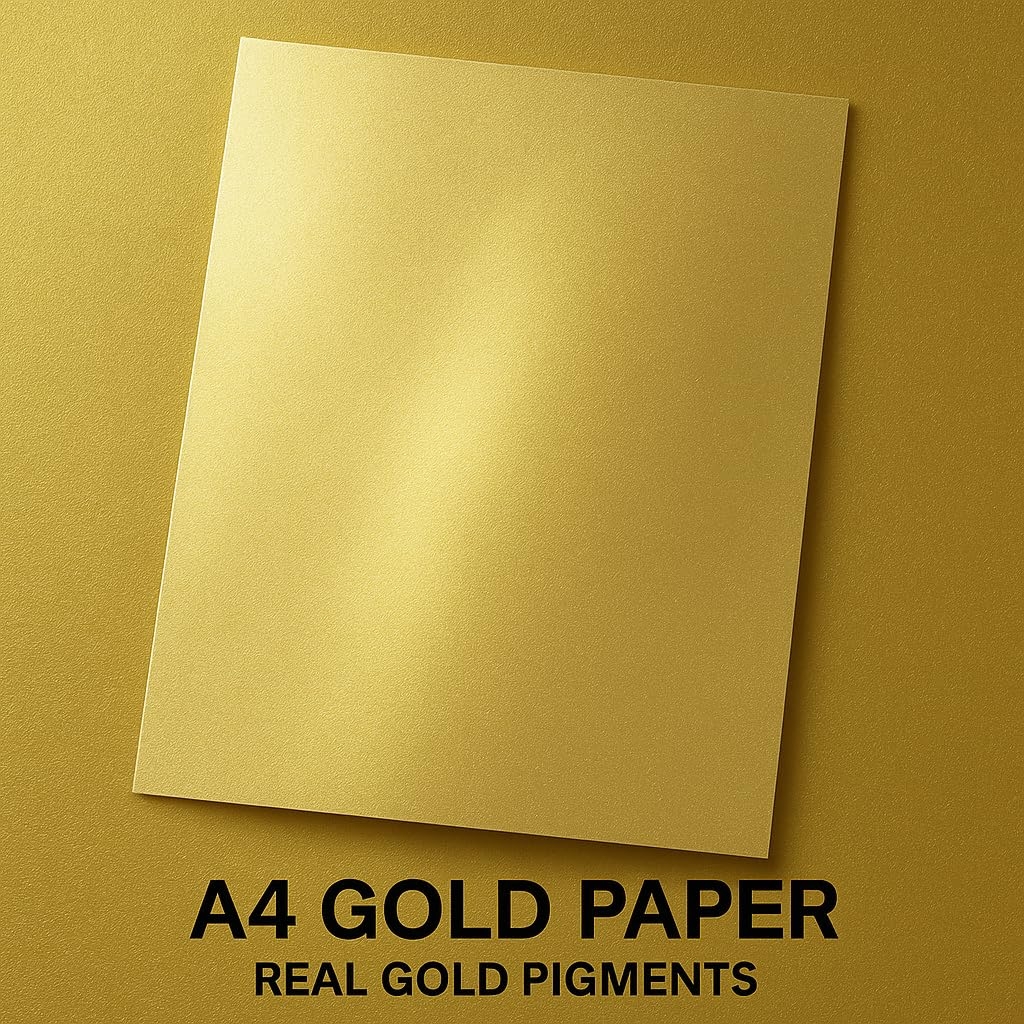 Amazon 10 X A4 Paper Gold Peregrina Real Gold Colour Pearlescent 32lb Bond Double Sided Suitable For Inkjet And Laser Printers Office Products