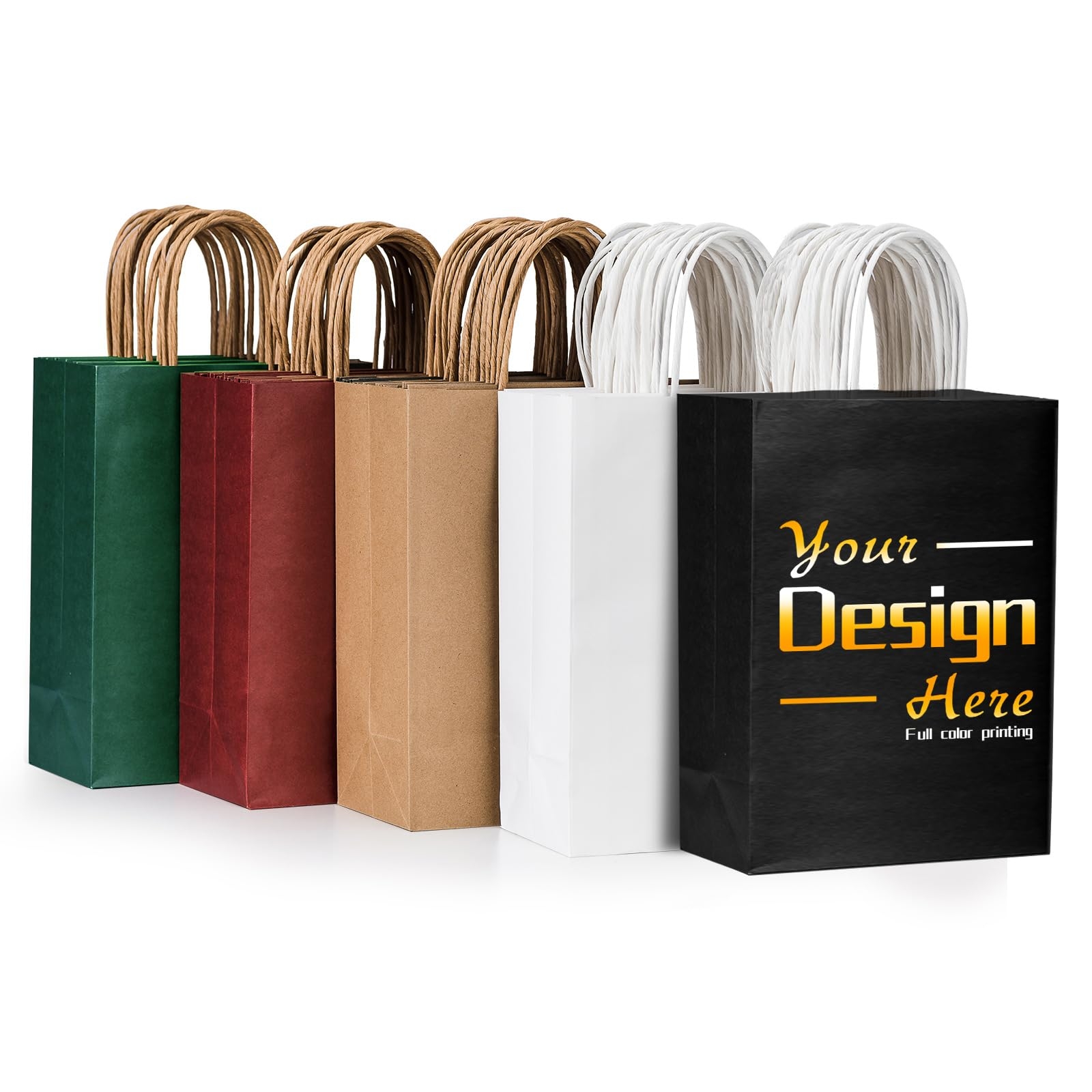Amazon 1000 PCS Custom Printed Kraft Paper Bags For Small Business 5 8 3 2 8 25 Inch Small Size Personalized Retail Gift Bags With Logo Brown White Shopping Paper Bag With Handle 