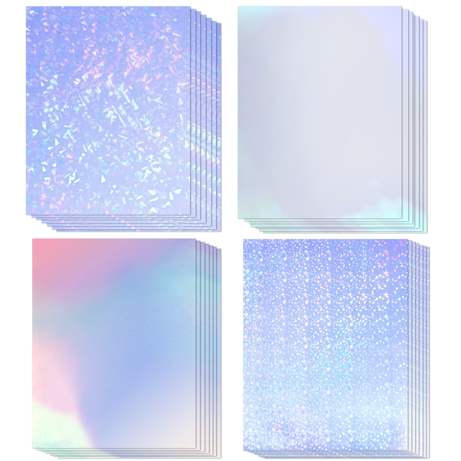 Amazon 20 Sheets Holographic Printable Sticker Paper 8 5x11 Inch Vinyl Sticker Paper For Inkjet Laser Printer Waterproof Dries Quickly Diamond Rainbow Glossy White Star Office Products