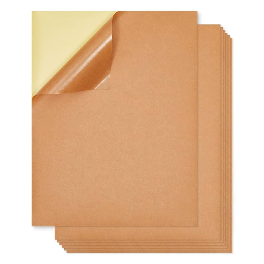 Amazon 48 Pack Kraft Paper Sticker Paper Full Sheet Printable Brown Labels 8 5x11 In Office Products