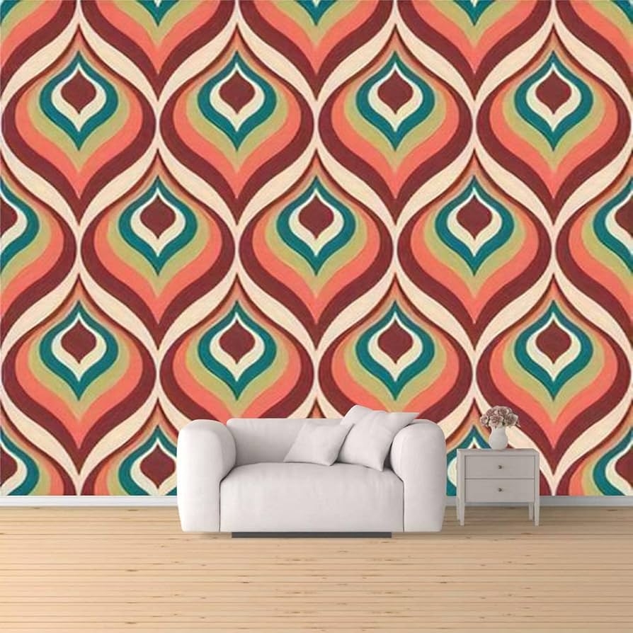 Amazon Aesthetic Mid Century Printable Seamless Retro Design Decorative 50s Peel Stick Wallpaper Removable Self Adhesive Large Wallpaper Roll 3D Wall Mural Sticker Home Decor For Living Room Bedroom Tools 