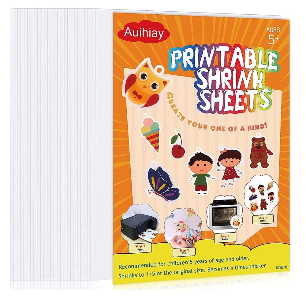 Amazon Auihiay 25 Sheets White Printable Shrink Plastic Sheets Shrink Films Papers For Inkjet Printer Kids DIY Crafts And Mothers Day Gifts Easter Ornament 8 3 X 11 6 Inch 21 X 29 5 Cm Industrial Scientific