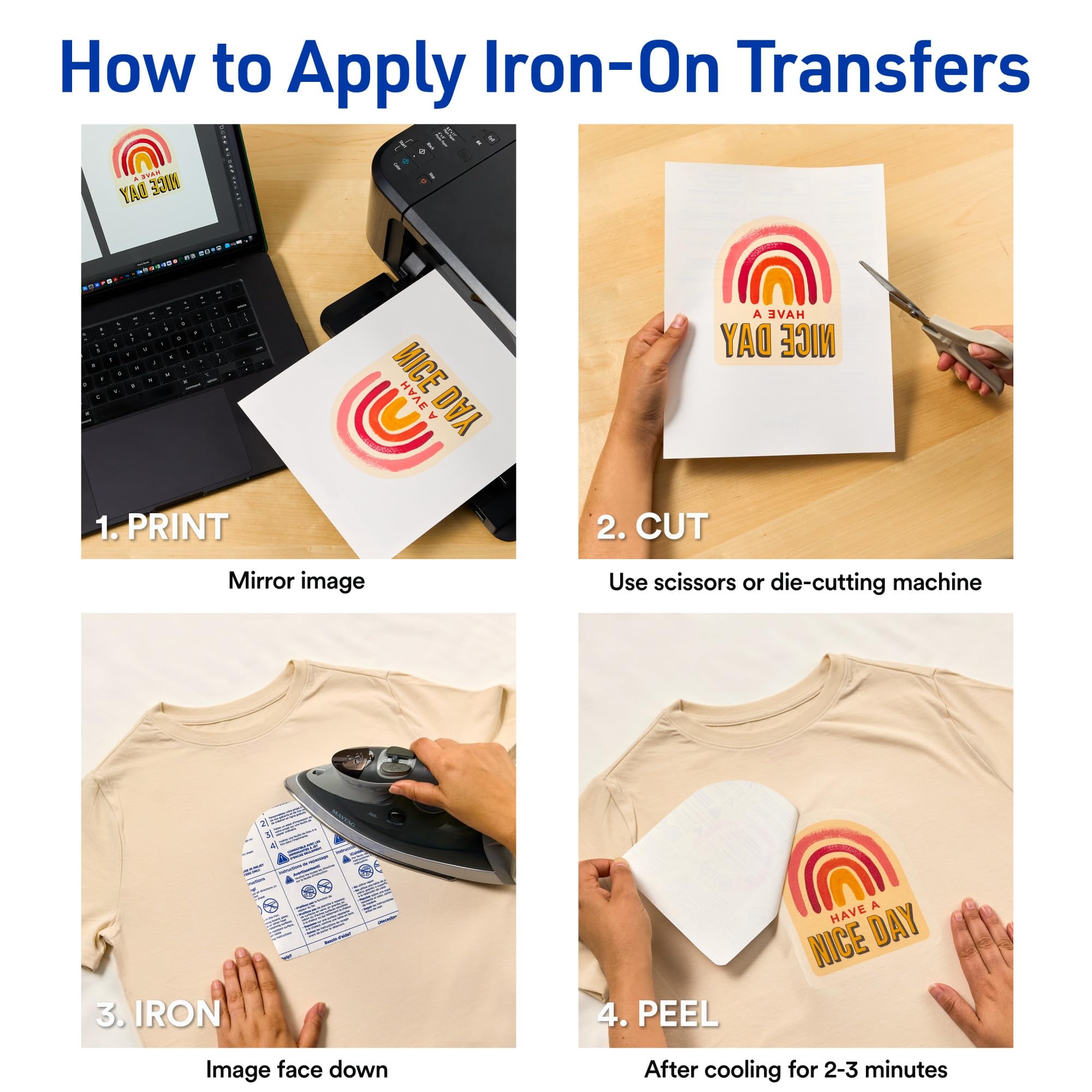 Amazon Avery Printable Heat Transfer Paper For Light Fabrics 8 5 X 11 Inkjet Printer 12 Iron On Transfers 3275 Arts Crafts Sewing