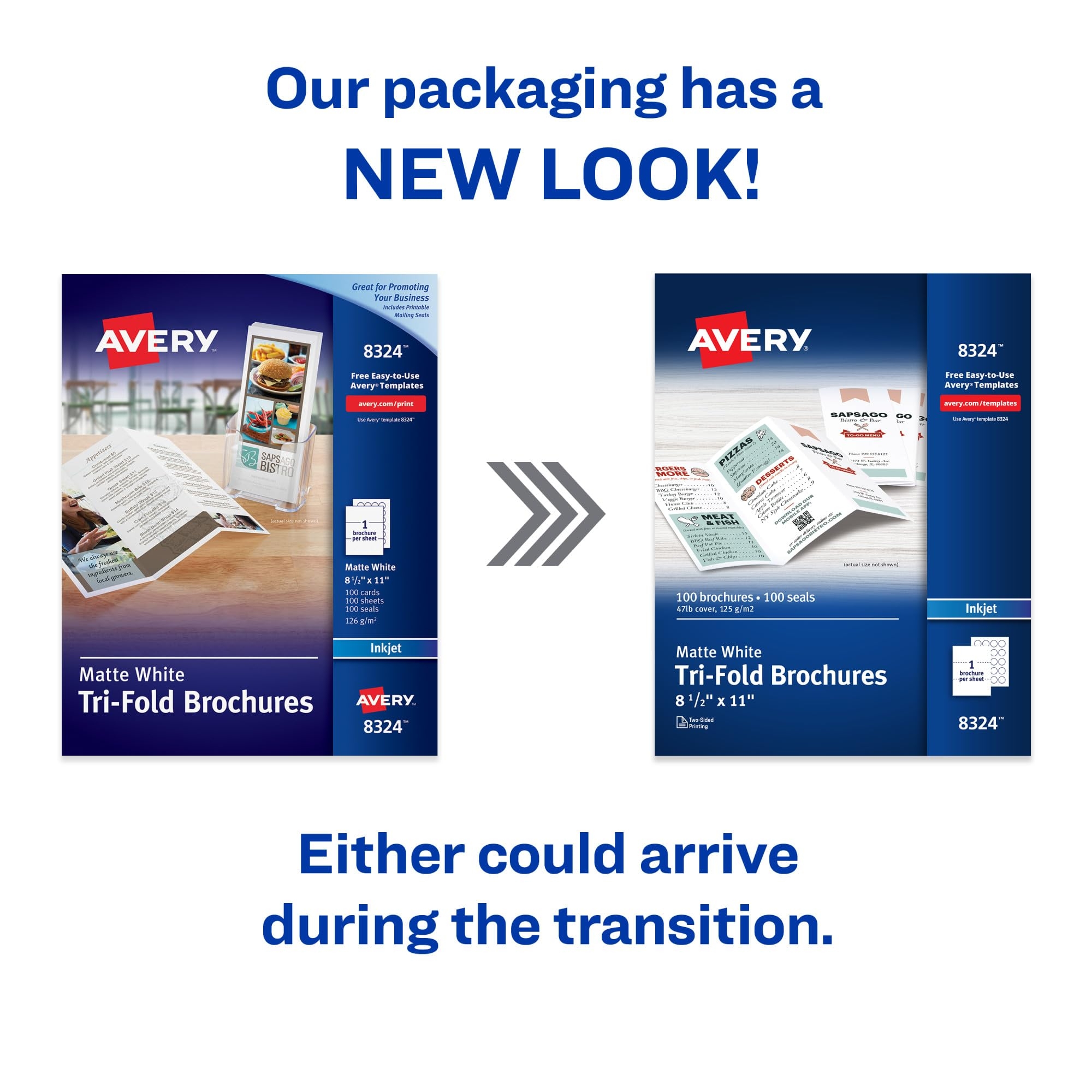 Amazon Avery Printable Tri Fold Brochures With Mailing Seals 8 5 X 11 Matte White 100 Blank Brochure Paper For Inkjet Printers 08324 