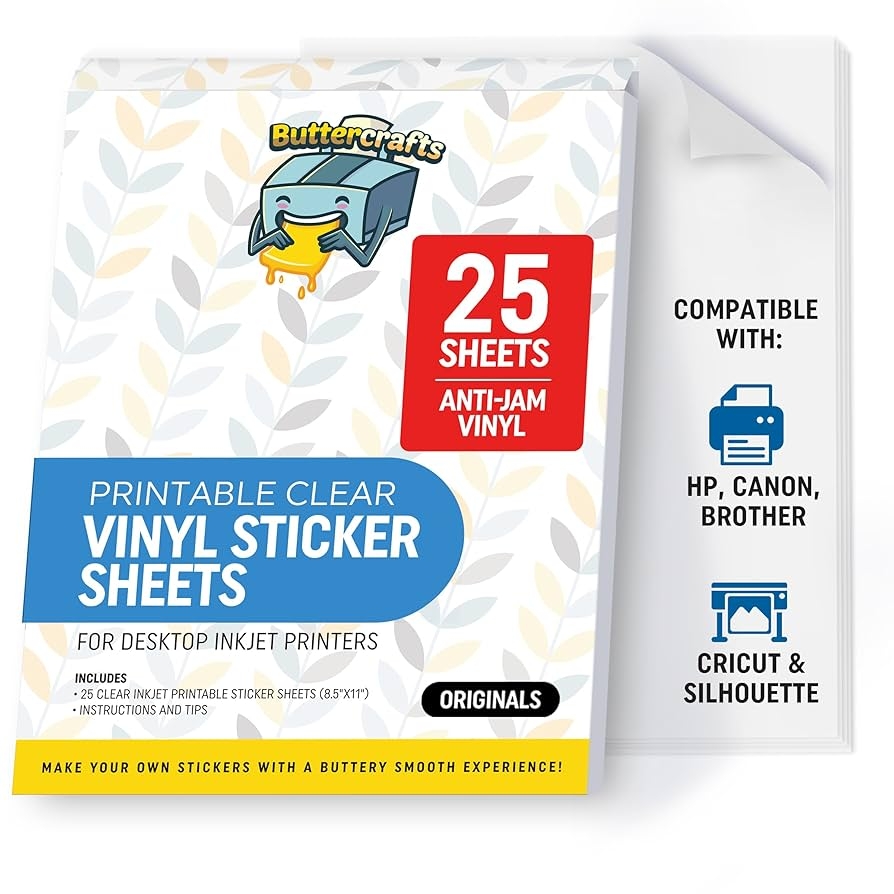 Amazon Clear Printable Vinyl For Inkjet Printer Clear Sticker Paper Waterproof 25 Sheets Transparent Inkjet Printable Vinyl Sticker Paper Avoid Jams For Printers Office Products