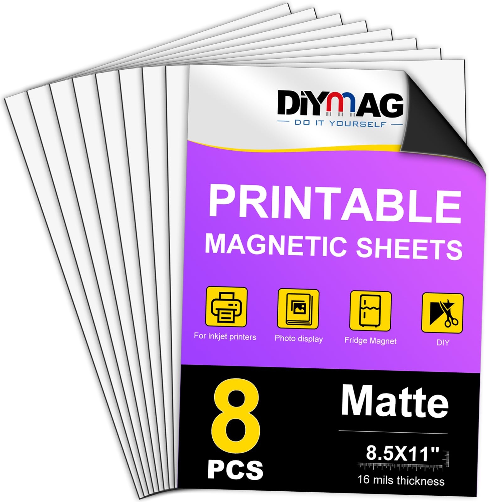 Amazon DIYMAG Printable Magnetic Sheets 8Pcs 8 5 X 11 Inch Flexible Magnet Sheets Matte Non Adhesive Magnetic Paper For Inkjet Printer Photo DIY Crafts Office Products