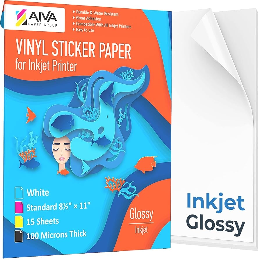 Amazon Limia s Care Printable Vinyl Sticker Paper For Inkjet Printer Glossy White 15 Self Adhesive Sheets Waterproof Decal Paper Standard Letter Size 8 5 x11 Automotive
