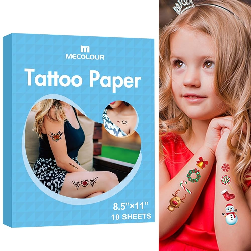 Amazon MECOLOUR Printable Temporary Tattoo Paper For LASER Printer 8 5 X11 10 Sheets DIY Image Transfer Decal Paper For Skin Beauty Personal Care
