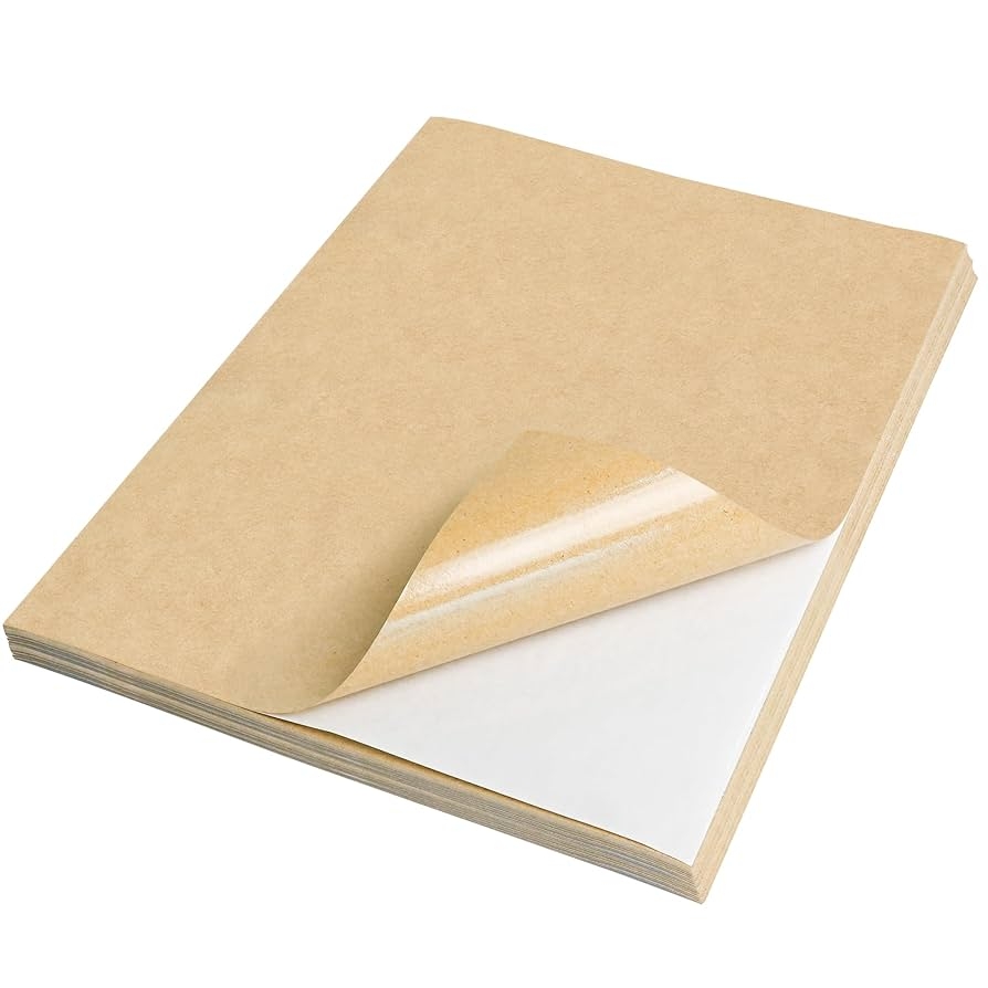 Amazon NATURALABEL 100 Sheets Printable Kraft Sticker Paper For Laser Inkjet Printers Full Sheet Self Adhesive Craft Labels Matte Letter Size 8 5 X 11 Office Products