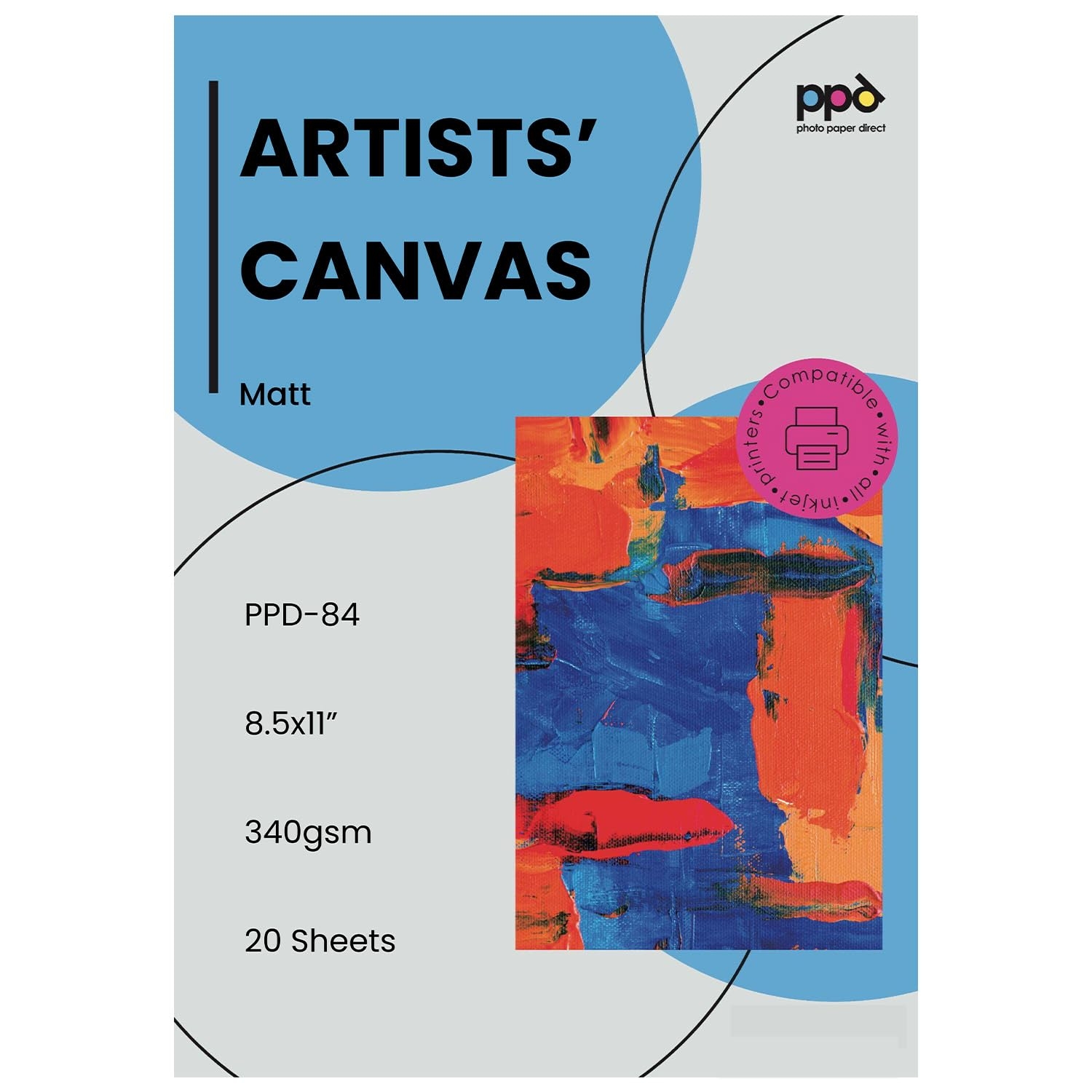 Amazon PPD Printable Fabric Sheets Canvas Paper For Inkjet Printer 8 5 X 11 Photo Fabric Printer Sheets Print On 100 Real Cotton Matte Finish No Watermark 340 Gsm 125 Lbs 20 Sheets Office Products