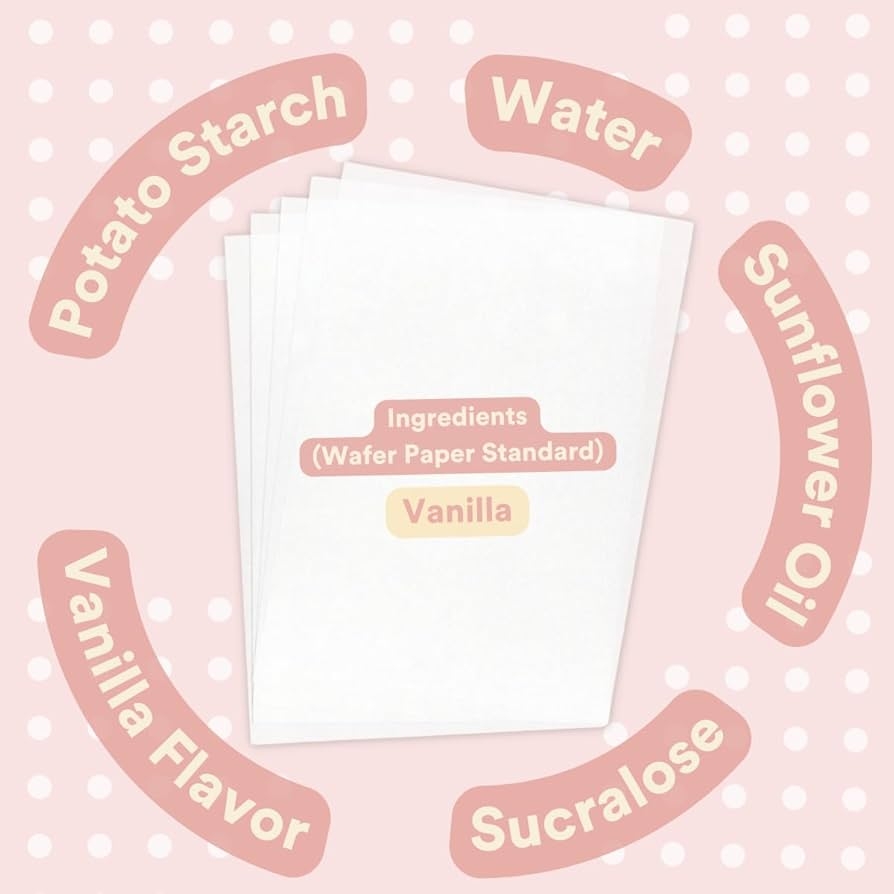 Amazon Printable Edible Wafer Paper Sheets From Paper2eat 0 30 Mm 25 Sheets Vanilla Grocery Gourmet Food