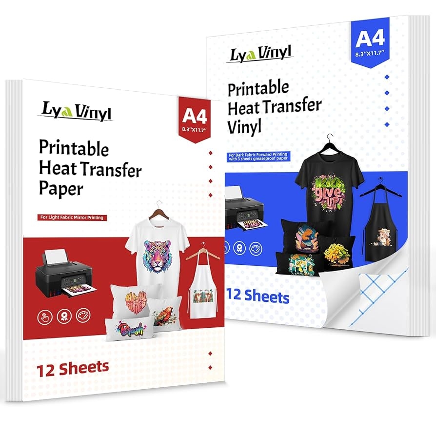 Amazon Printable Heat Transfer Vinyl For T Shirts 27 Sheets 8 5 X 11 Heat Transfer Paper For Inkjet Printer 12 Sheets Iron On Transfer Paper For Light 12 Sheets