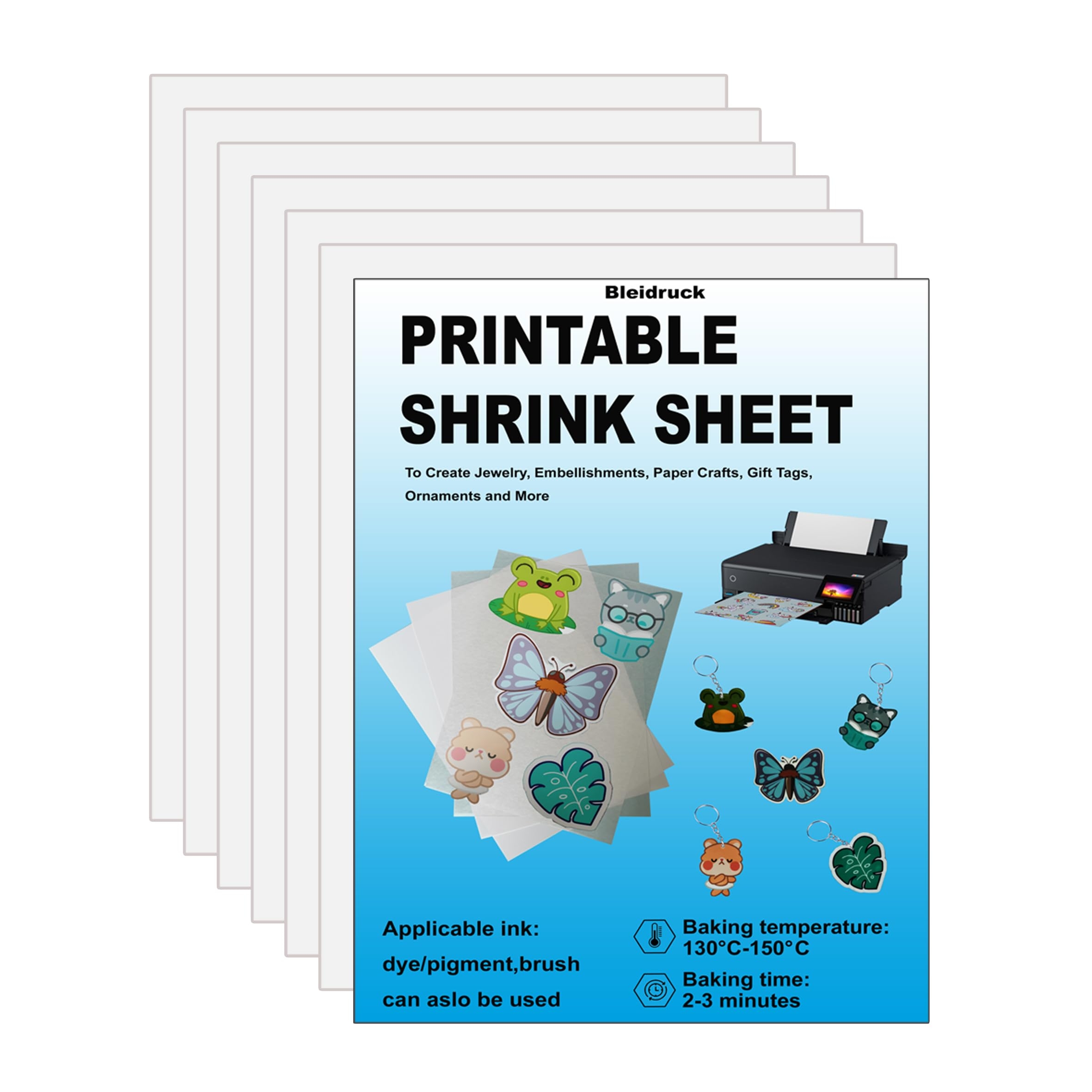 Amazon Printable Shrink Plastic Sheets Shrink Films Papers For Kids Creative Craft 6 Glossy White Sheets 8 3 X 11 7 Inch For Inkjet Printer Office Products