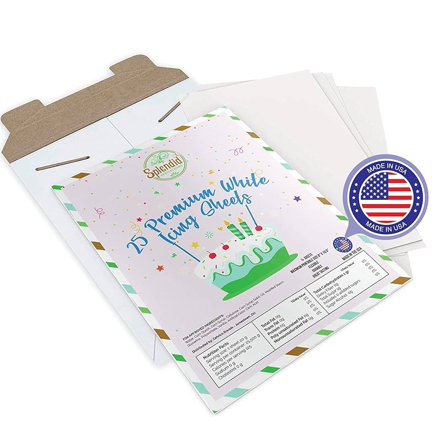 Amazon Splendid Sensations 25 Ct Edible Paper Edible Printer Edible Images For Cakes Edible Paper For Cakes And Cookies Sugar Paper Icing Sheets Edible Cake Images Edible Cake Prints Frosting Sheets 25