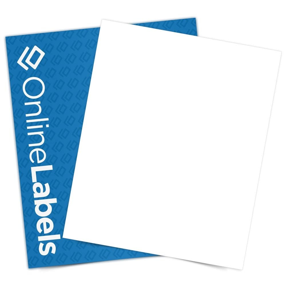 Amazon Sticker Paper 100 Sheets White Matte 8 5 X 11 Full Sheet Label Works With Inkjet And Laser Printer Compatible With Electronic Cutting Machines OL177WX OnlineLabels Office Products