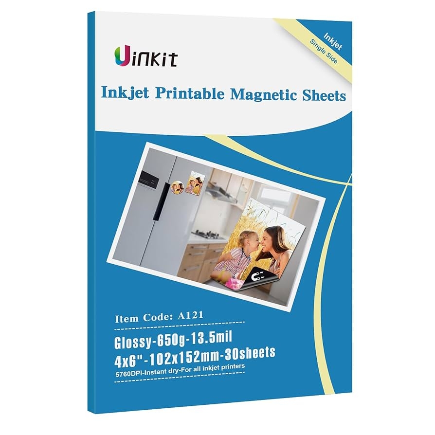 Amazon Uinkit 30 Sheets Printable Magnetic Sheets Non Adhesive 13 5mil 4x6 Inches Thick Magnet Glossy Photo Paper For Inkjet Printers Office Products