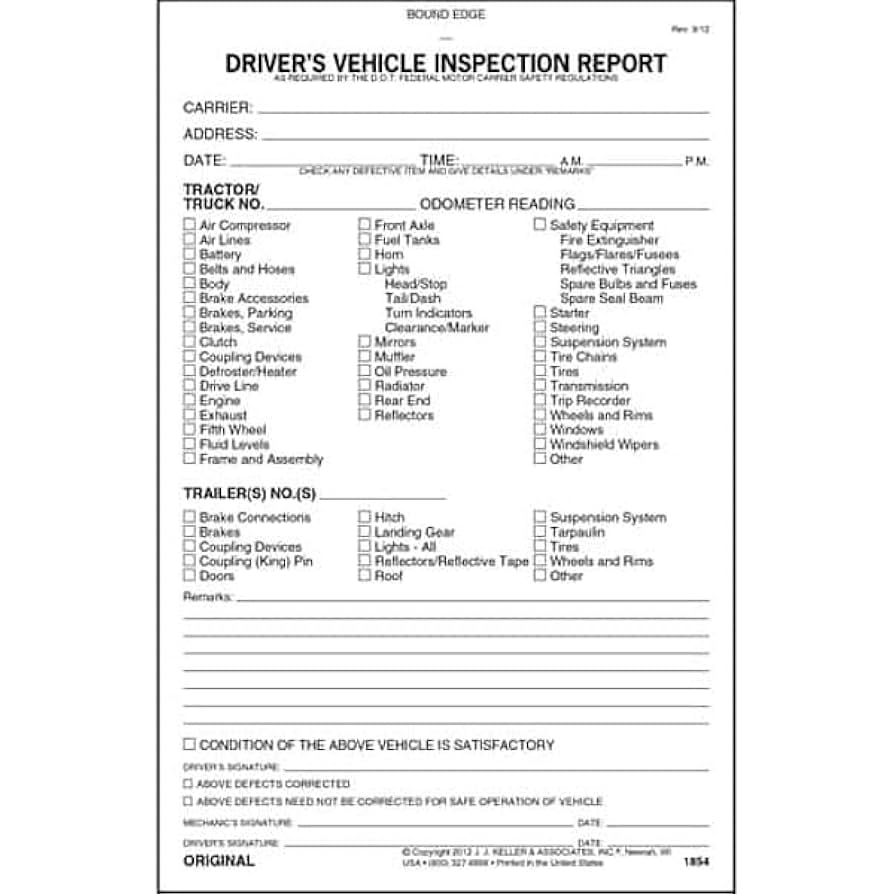 Printable Vehicle Inspection Form