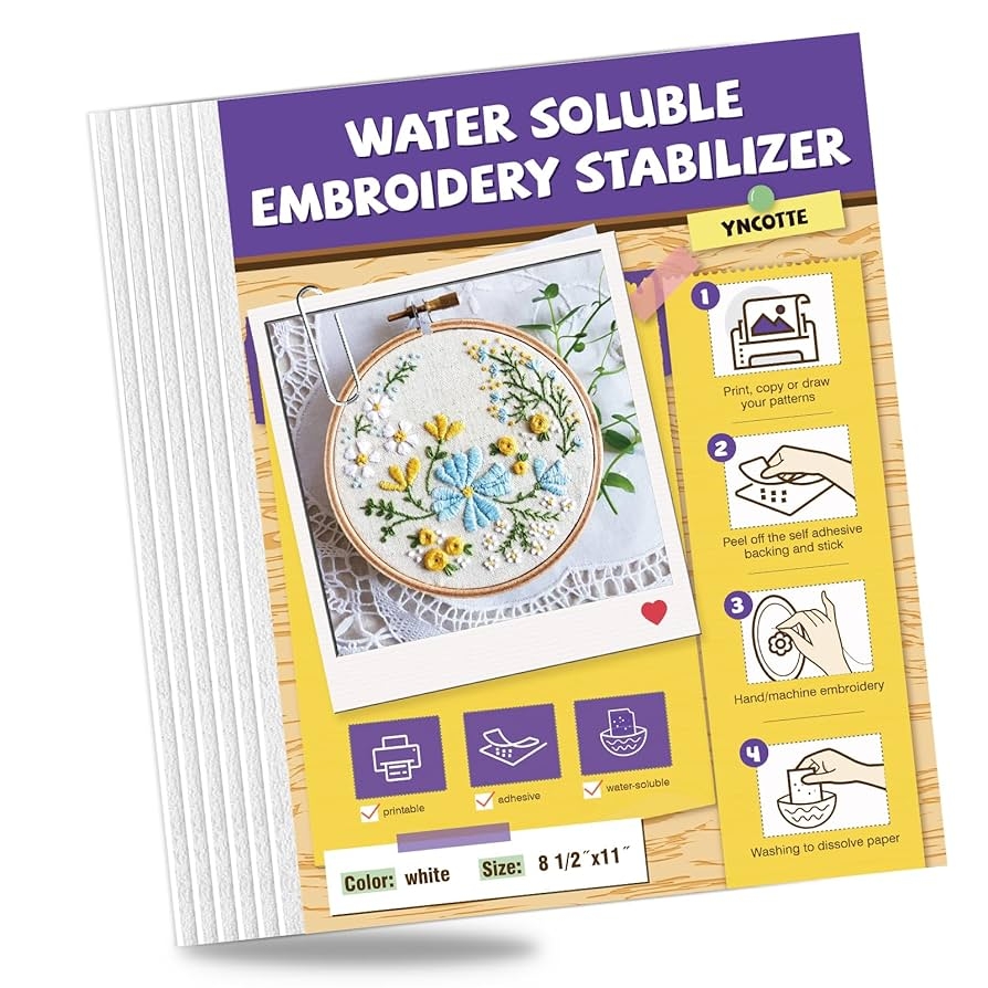 Amazon Water Soluble Embroidery Paper 6PCS 8 5 x11 Printable And Self Adhesive Embroidery Transfer Paper Embroidery Stabilizer For Hand And Machine Embroidery