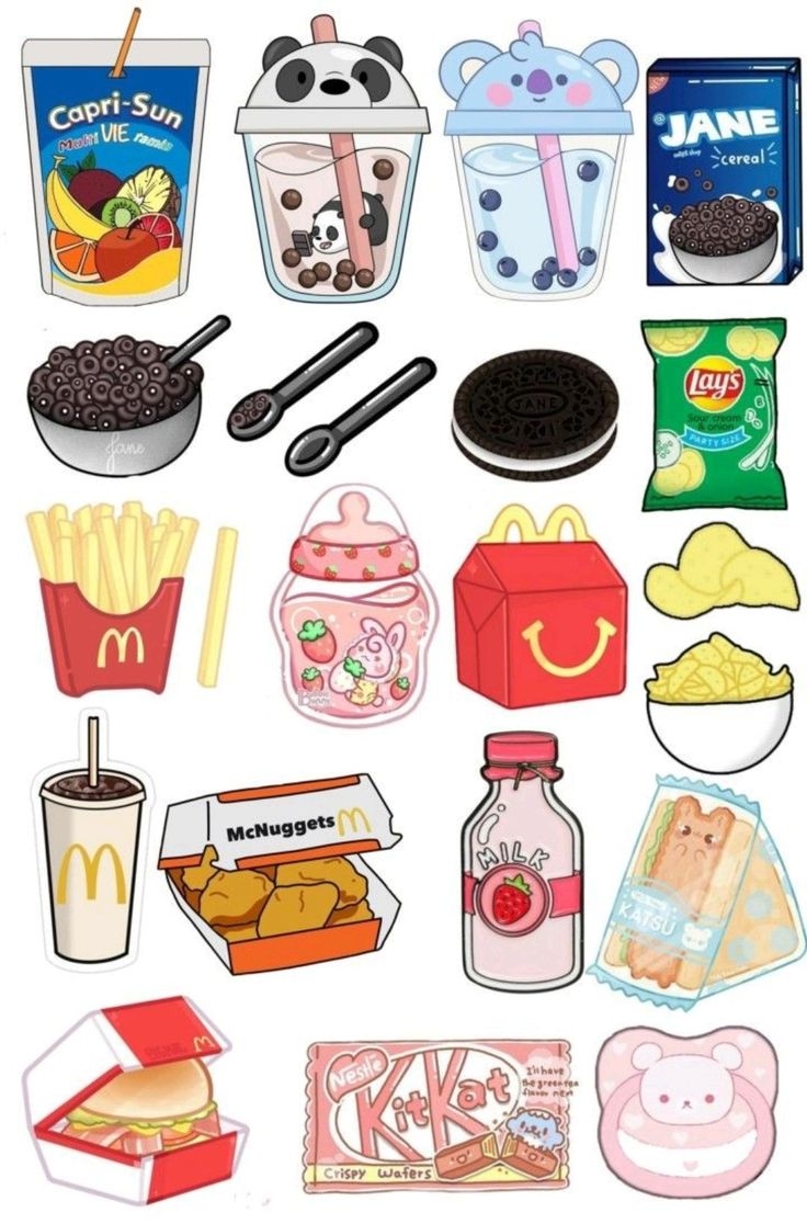 Assortment Of Food Items On White Background