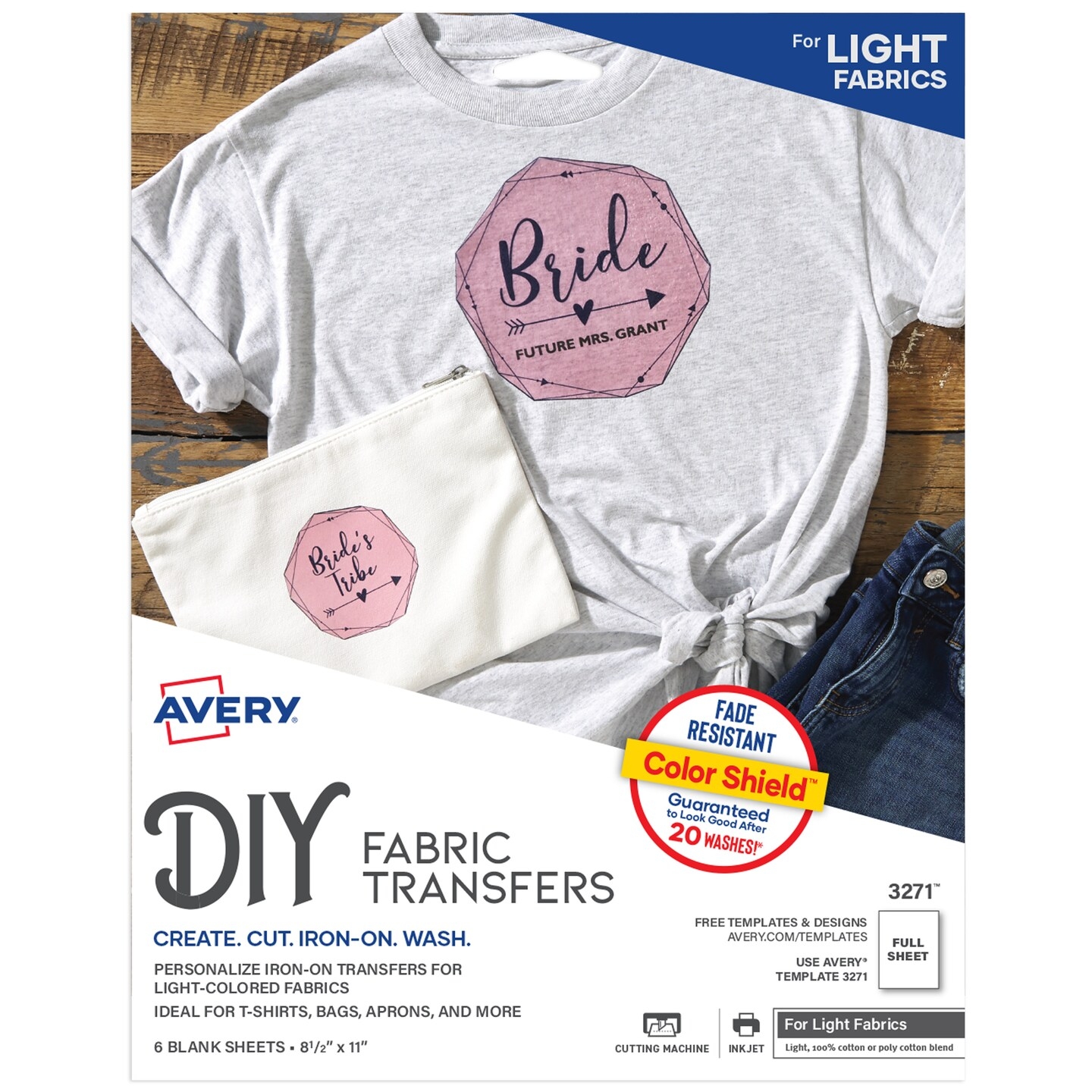 Avery Printable Heat Transfer Paper For Light Fabrics 8 1 2 X 11 Inkjet Printer 6 Iron On Transfers 3271 Michaels