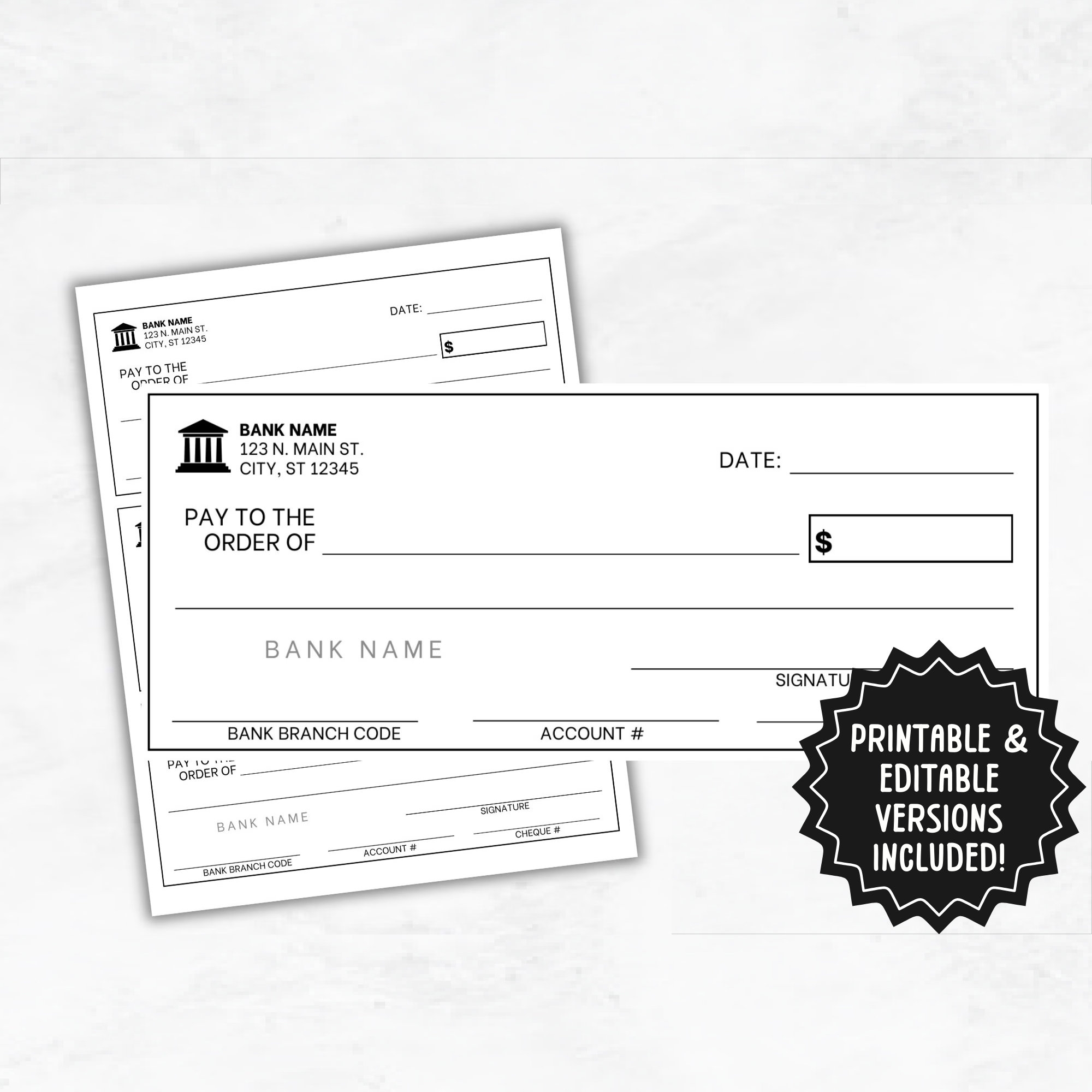 Printable Blank Check Paper