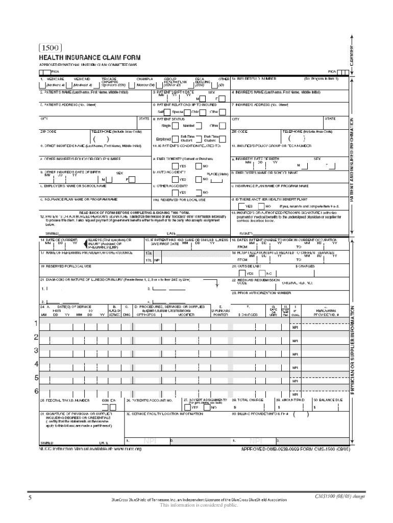Blank Cms 1500 Form Fill Out Sign Online DocHub