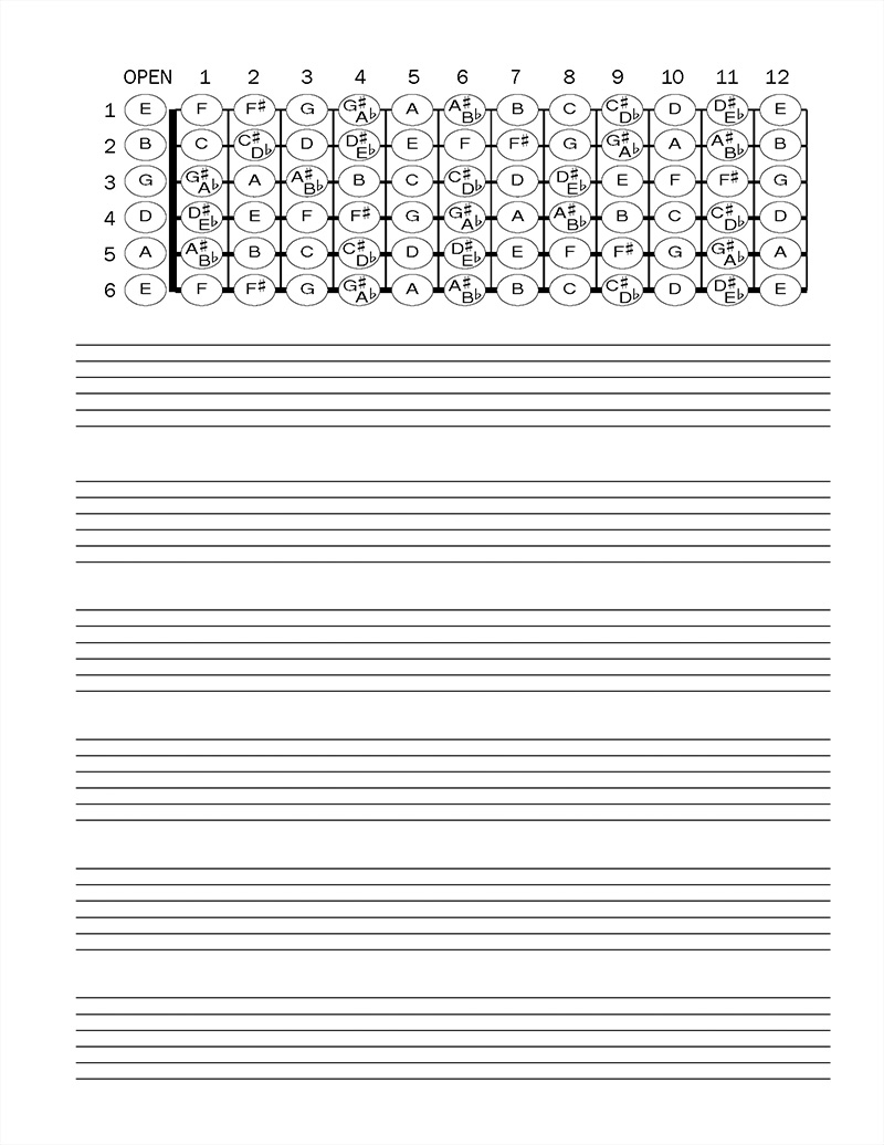 Printable Tablature Paper