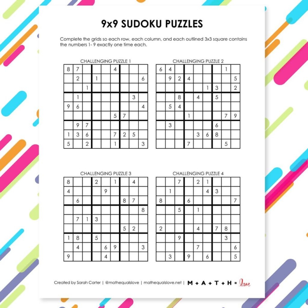 Blank Printable 9x9 Sudoku Grids Free PDF Download 