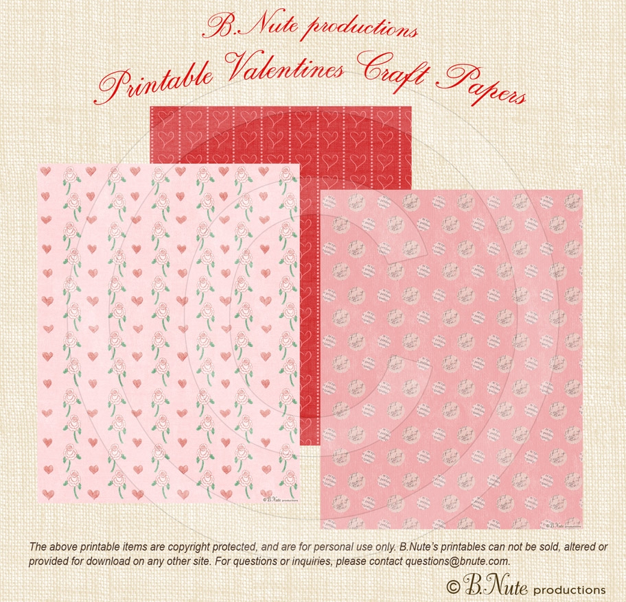 Bnute Productions Free Printable Valentine Craft Or Scrapbook Paper