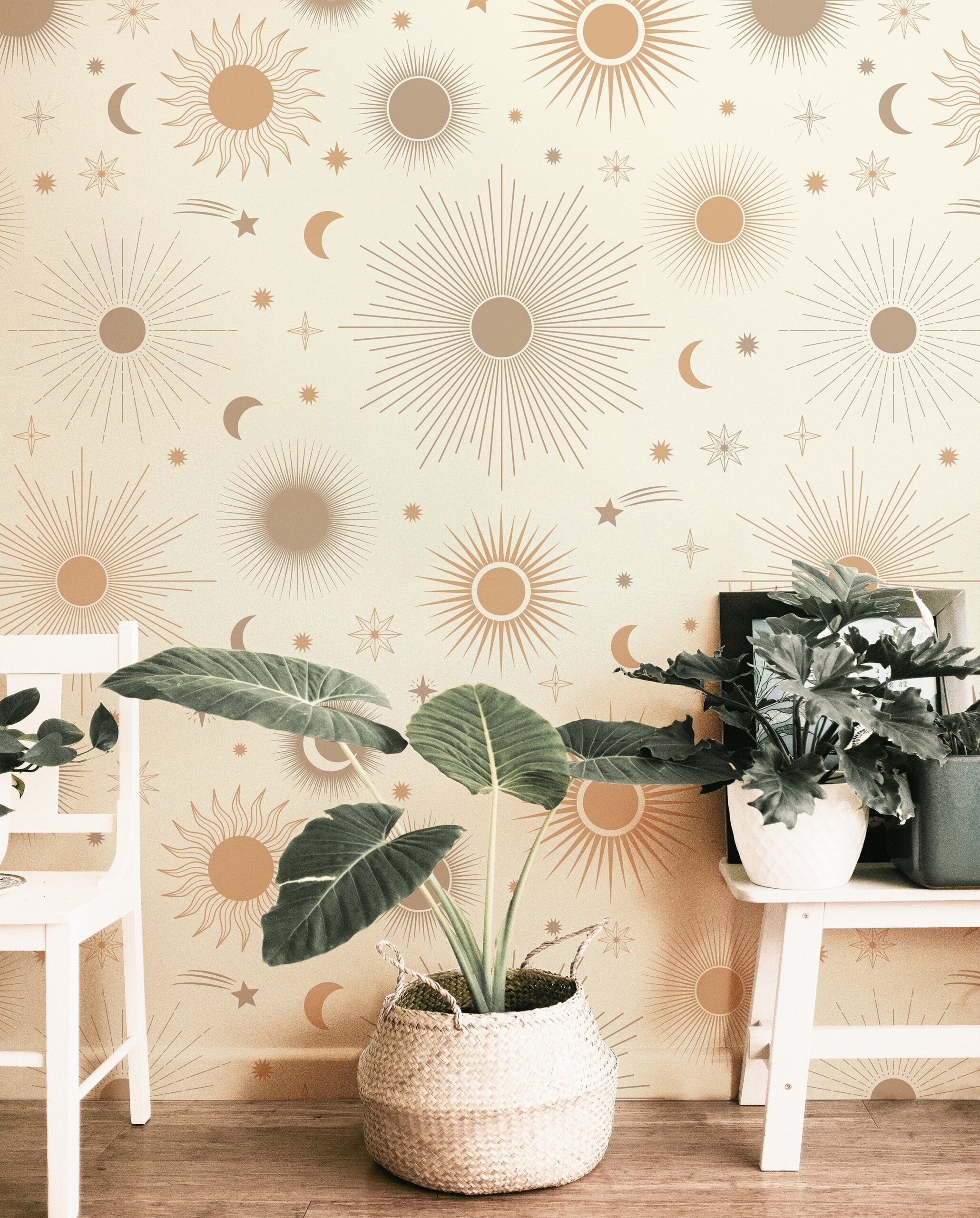 Boho Gold Cream Sun Wallpaper Peel And Stick Wallpaper Removable Wallpaper Wall Decor Home Decor Wall Art Printable Wall Art Room Decor 322 JamesAndColors James And Colors