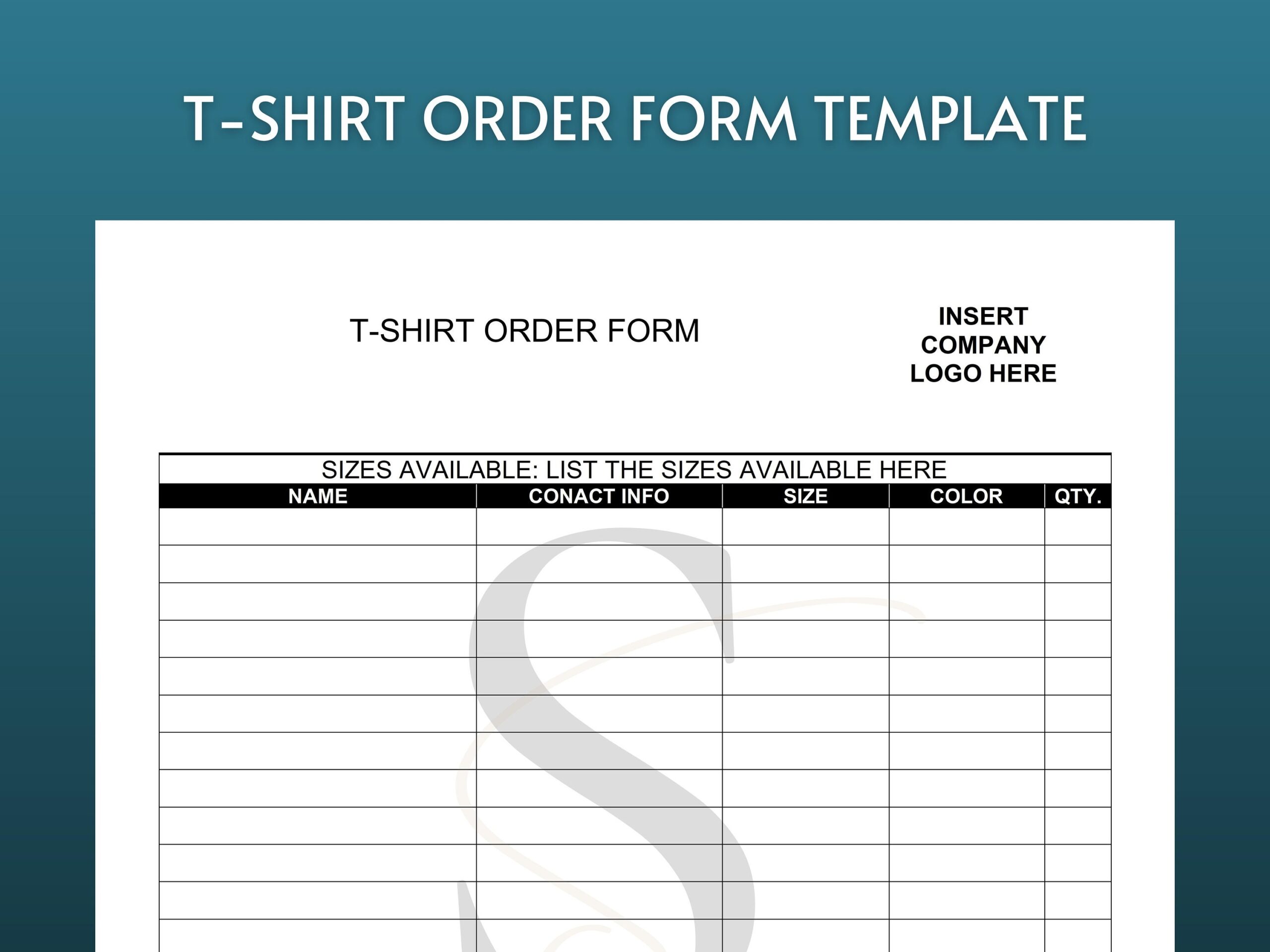 Buy Printable T Shirt Order Form Template Digital Download Editable Fillable PDF Order Form Customizable T Shirt Order Form Instant Download Online In India Etsy