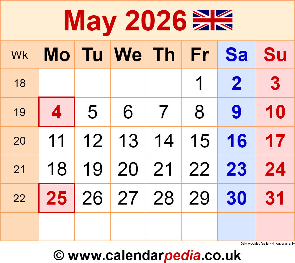 May 2026 Calendar Printable With Holidays