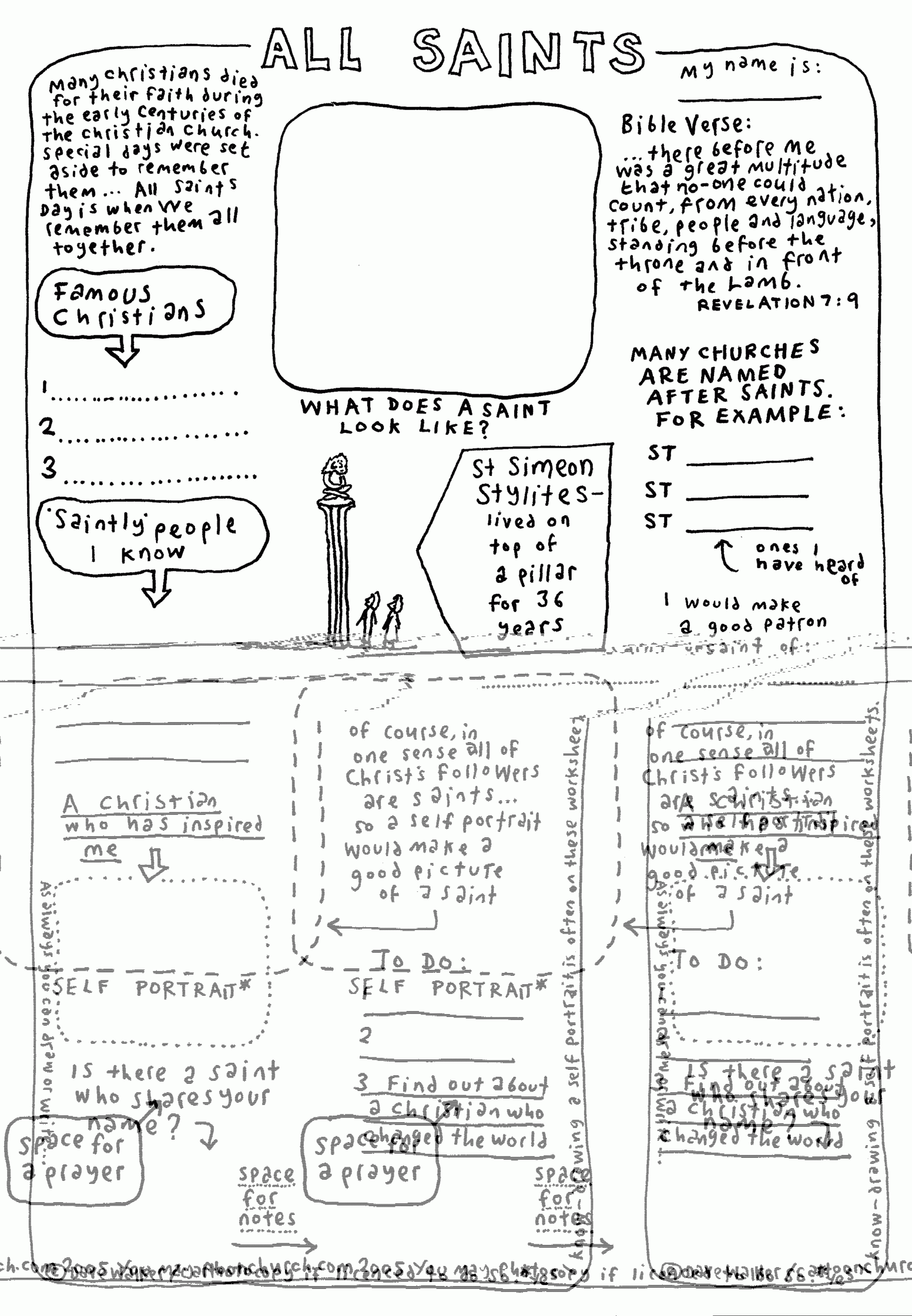 Cartoon Worksheet All Saints CartoonChurch