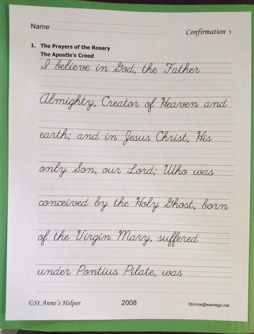 Catholic Confirmation Quiz Printable Baltimore Catechism Copybook