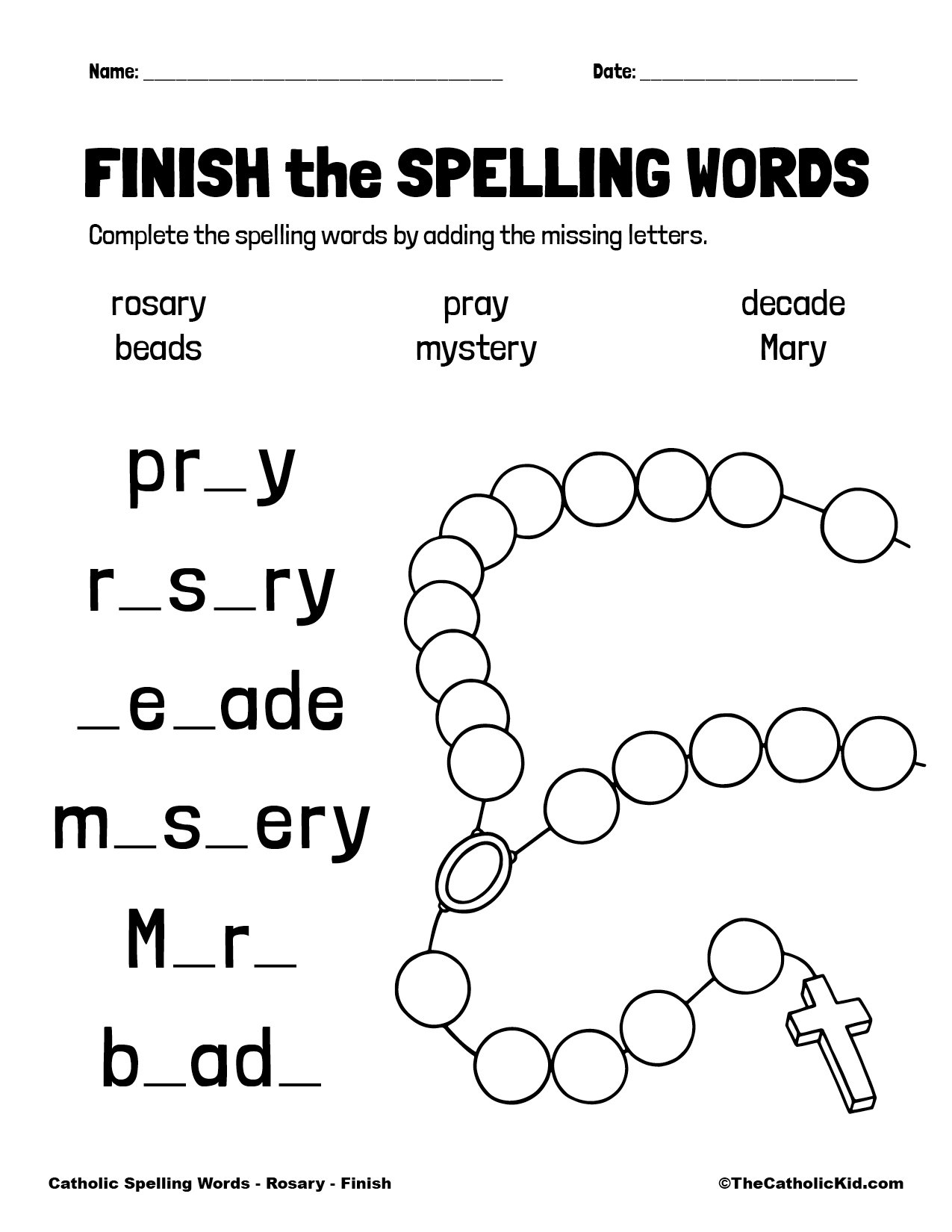 Free Printable Rosary Worksheets