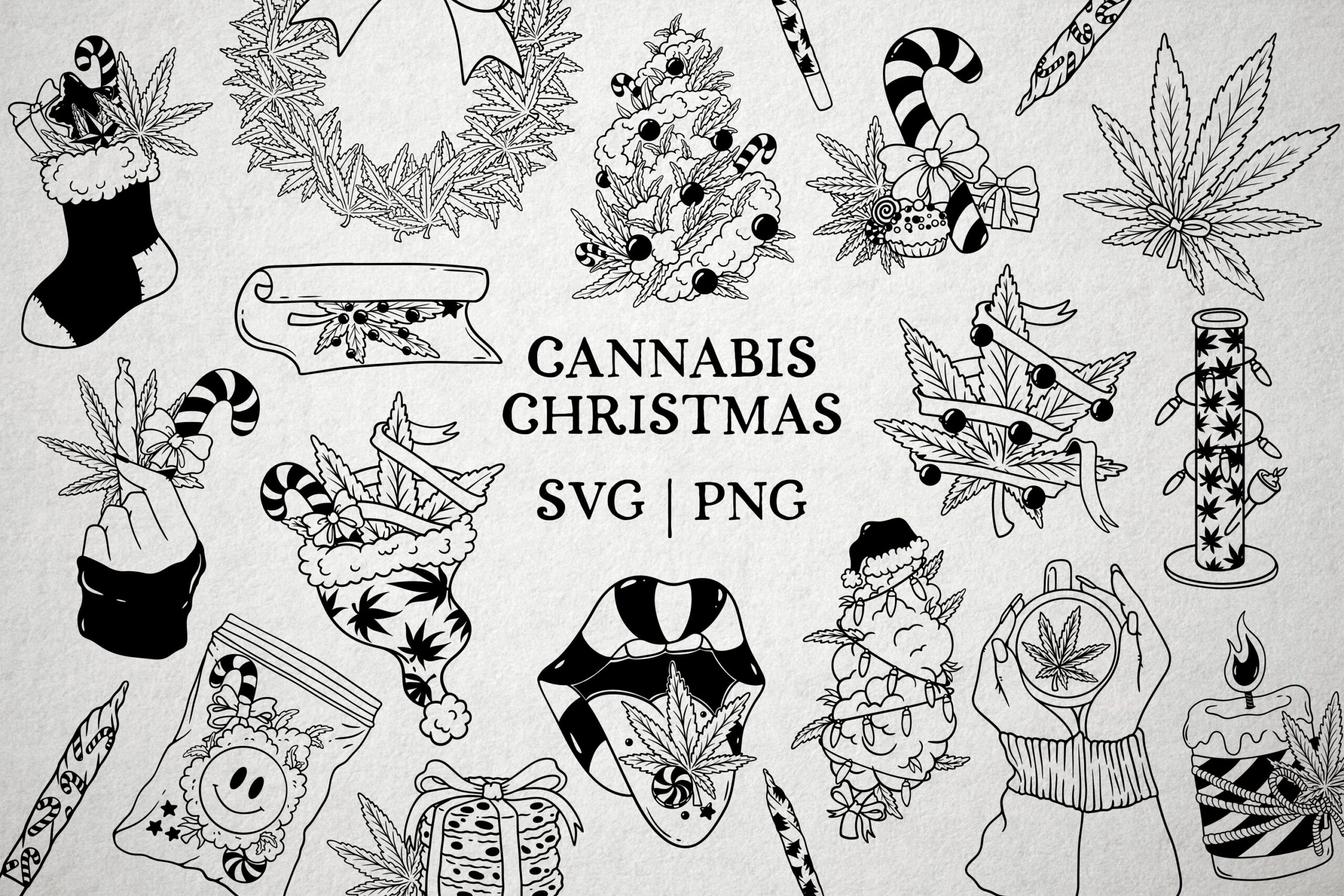 Christmas Cannabis SVG PNG File Weed Christmas Svg