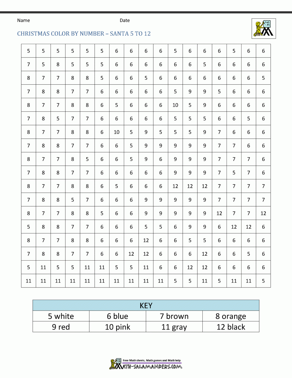Christmas Color By Number Sheets For Kids
