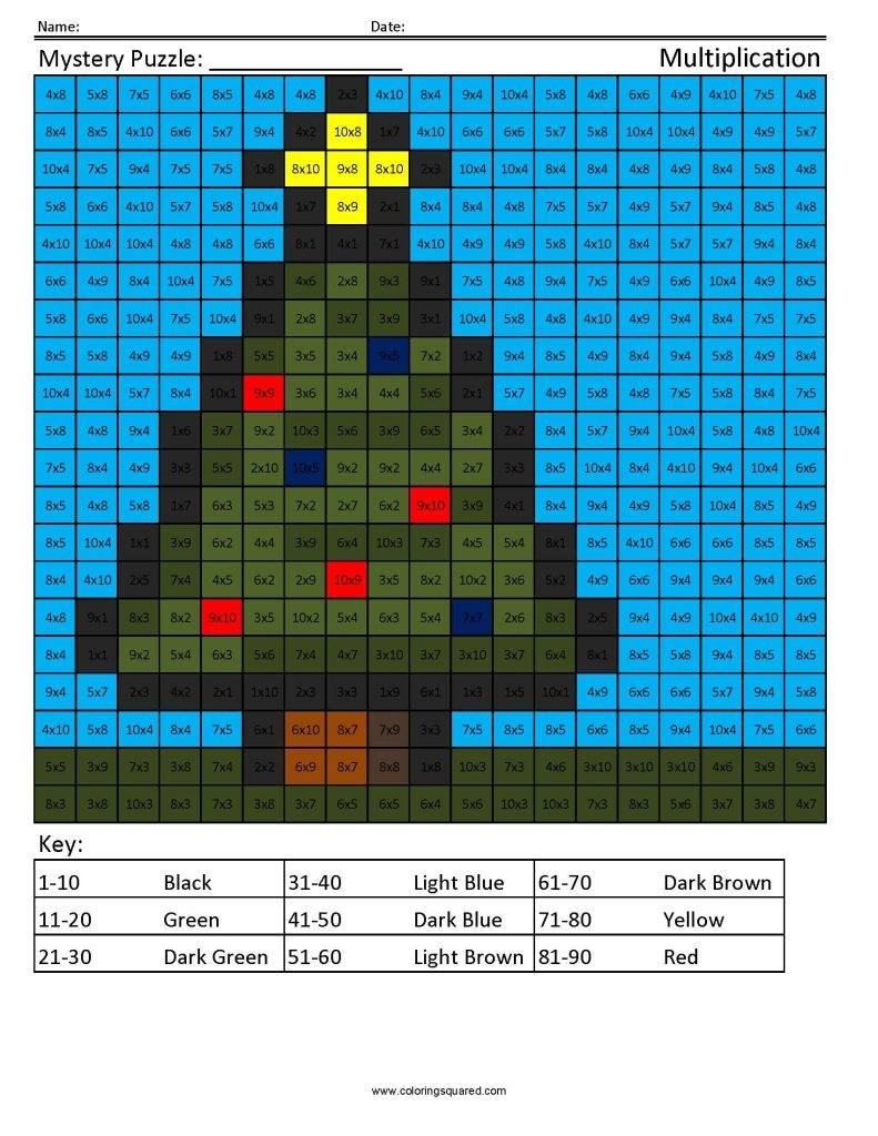 Christmas Multiplication And Division Coloring Squared