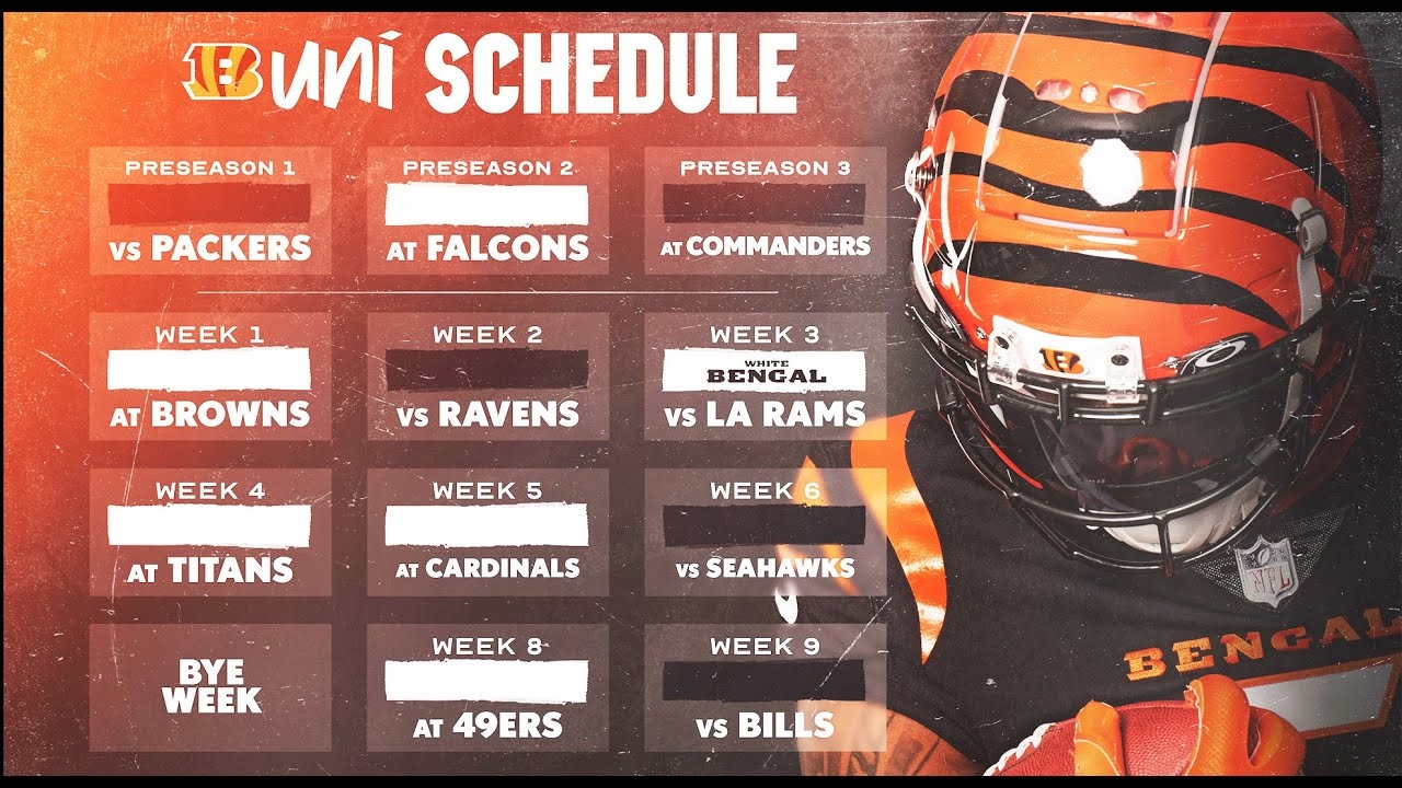 Cincinnati Bengals Jersey Schedule 2025