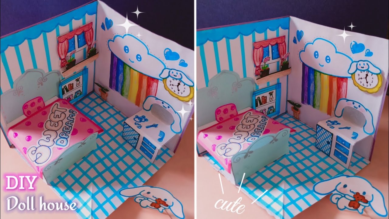 Cinnamoroll Paper Doll House How To Make Mini Paper House Sanrio Paper Doll House Paper Craft YouTube