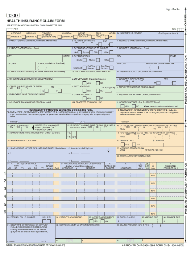 Cms 1500 Fillable Form Free Fill Out Sign Online DocHub