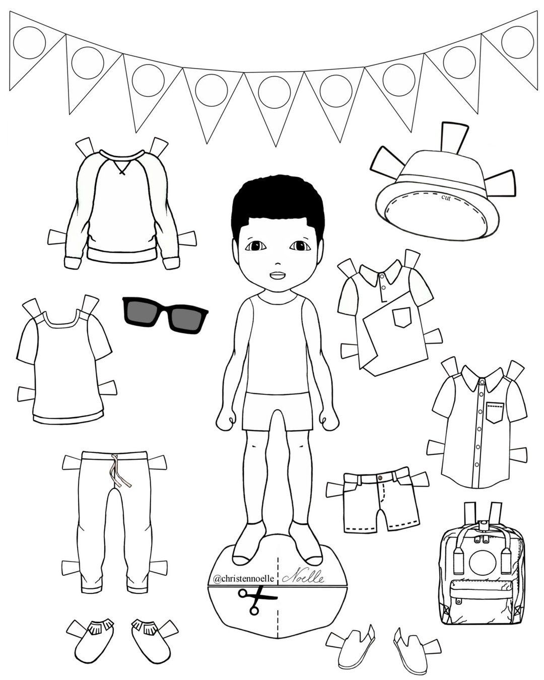 Color Me Printable Black And White Paper Dolls Hand Drawn Clothing Accessories Kids Fashion Party Favors Etsy Hong Kong