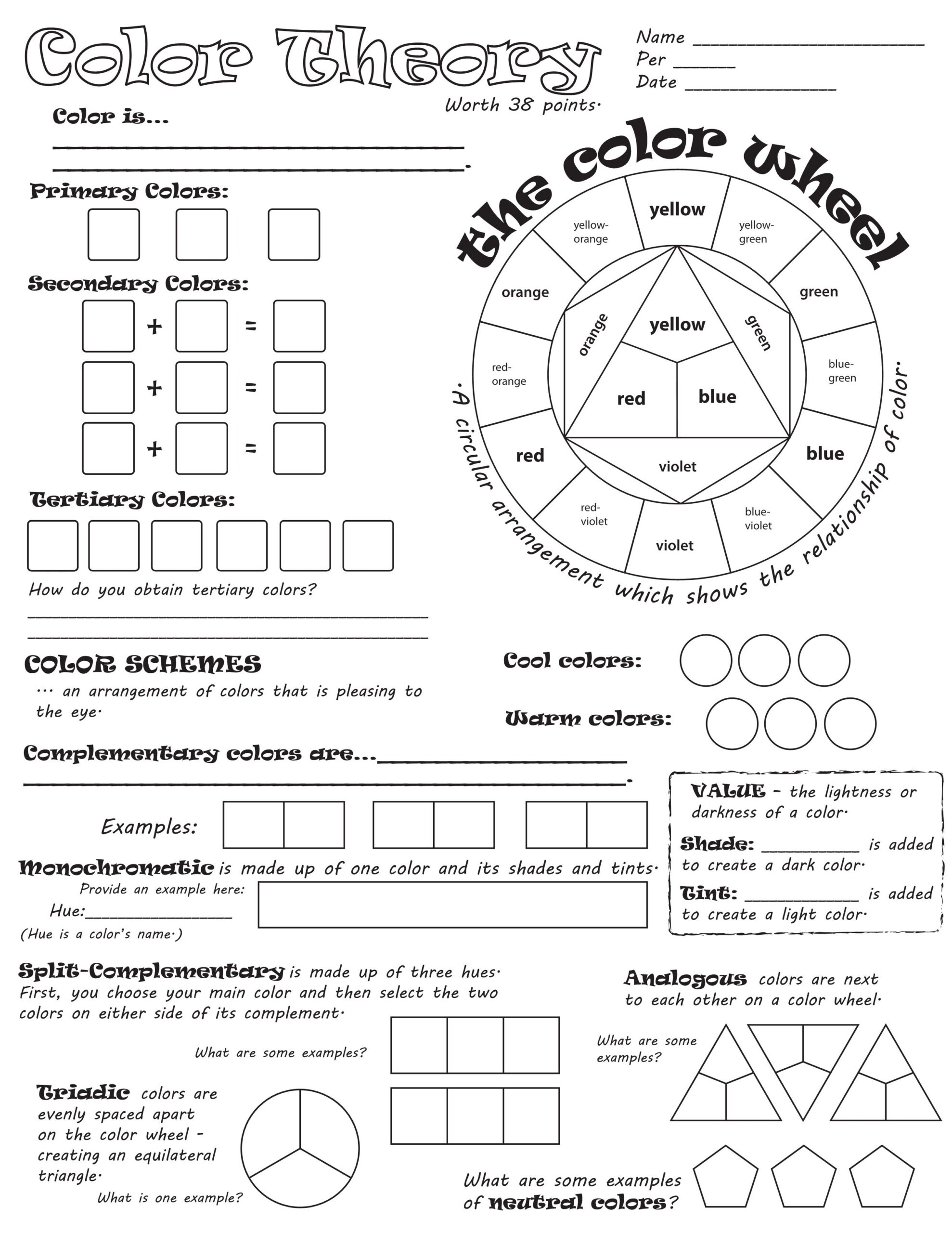 Color Wheel Worksheet