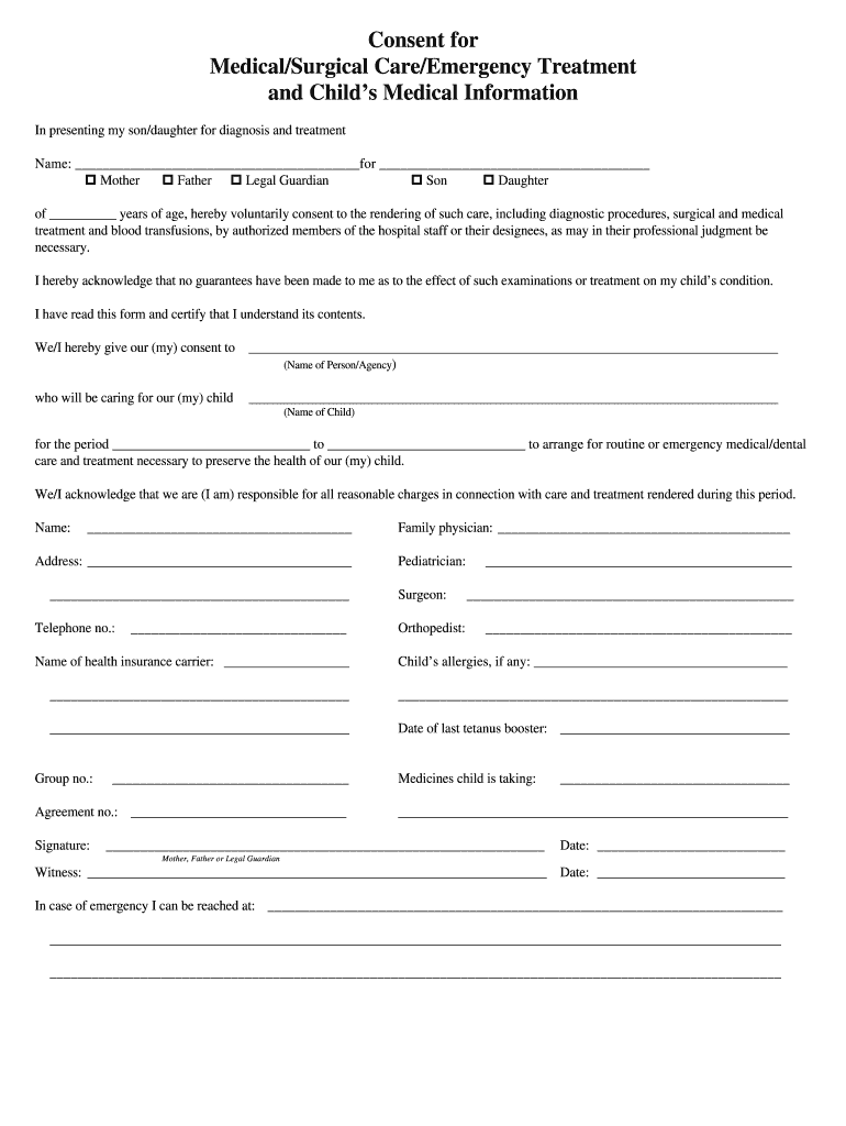 Printable Medical Consent Form