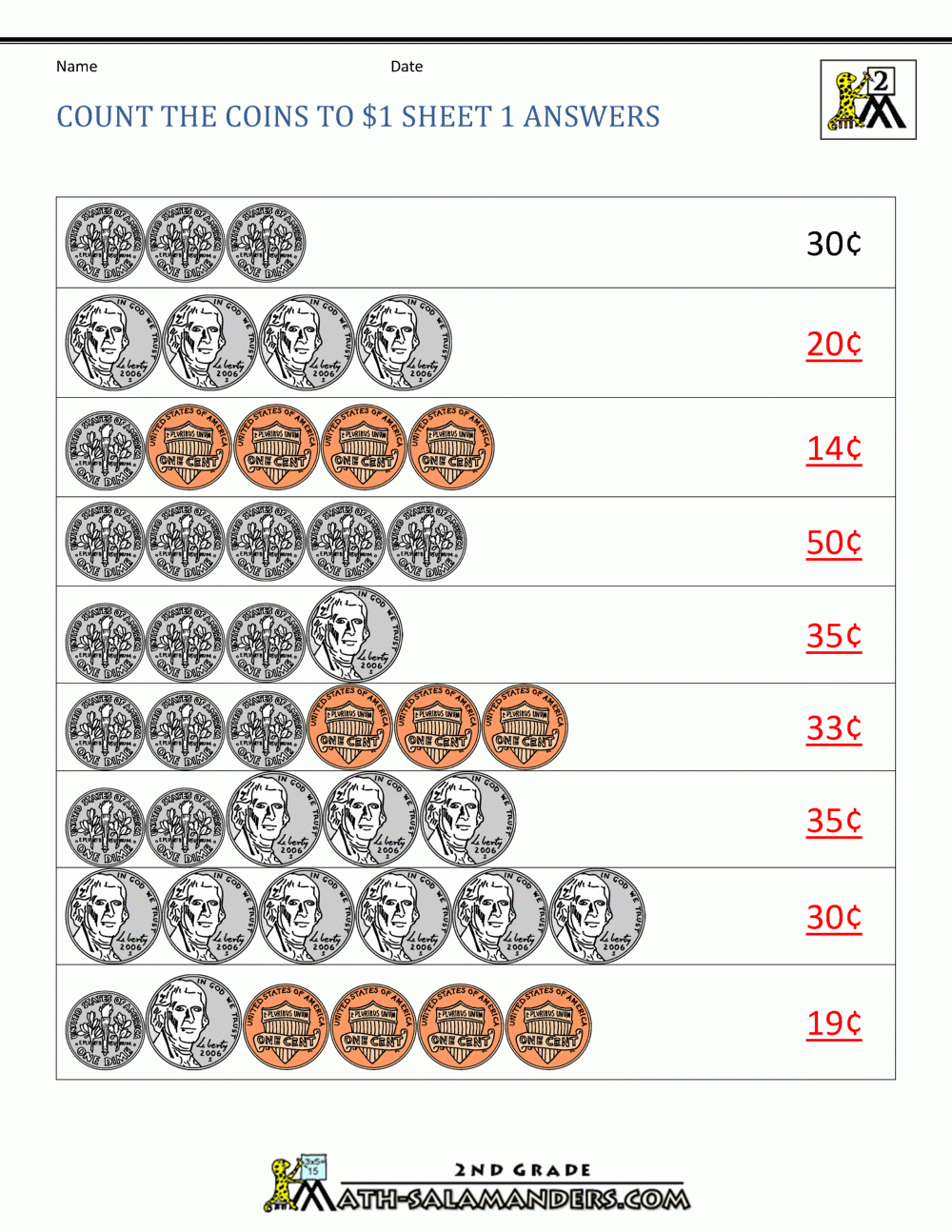 Money Math Worksheets Printable