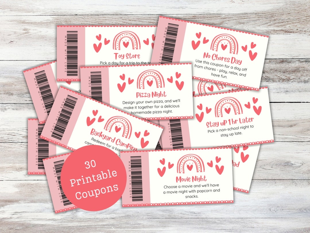 Coupon Book For Kids Printable Reward Coupons For Kids Birthday Coupon Book For Girls Reward Vouchers For Kids Last Minute Gift Etsy